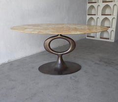 Bronze and Onyx Ellipse Dining Table by Blackman Cruz
