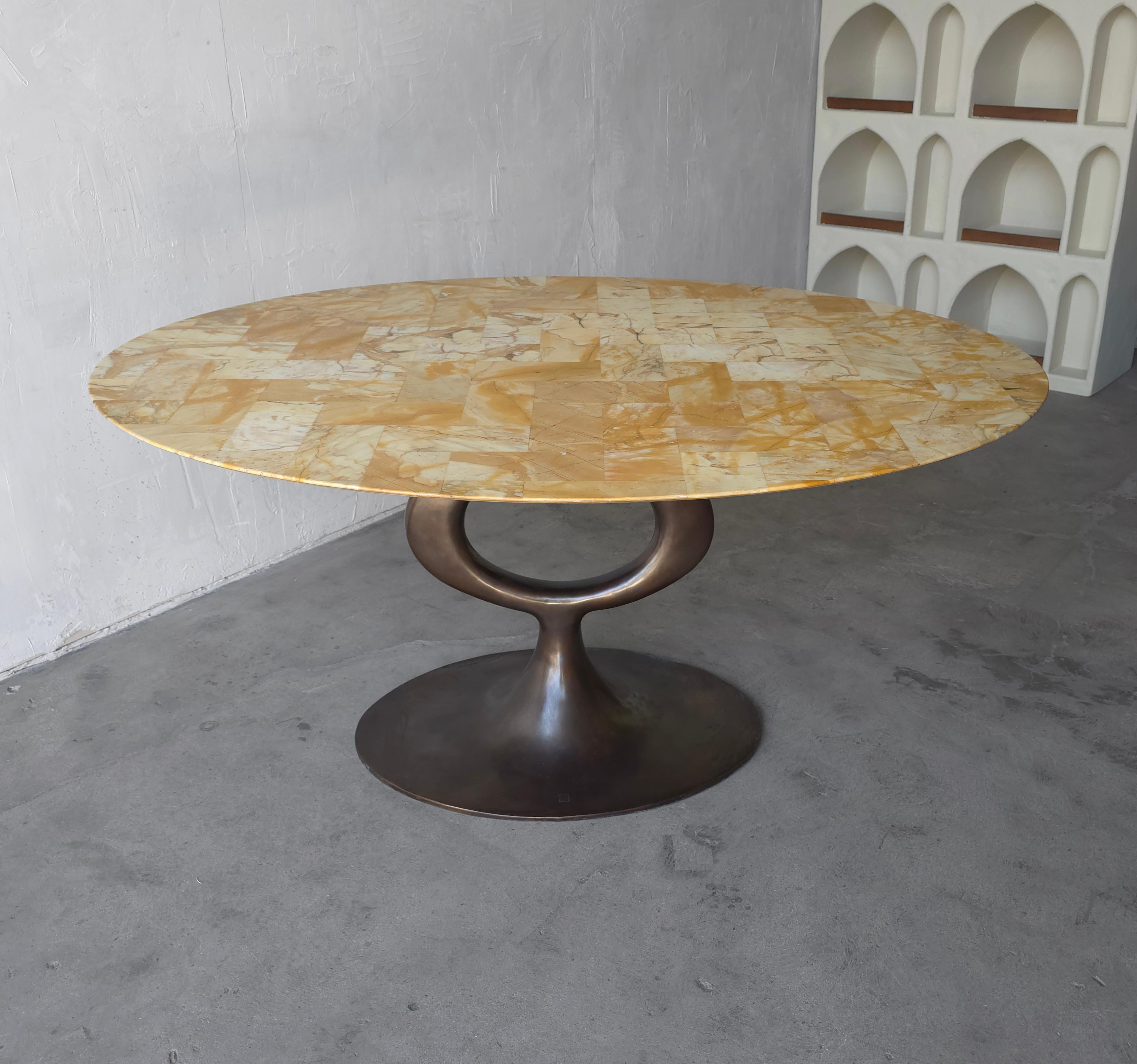 Bronze and Onyx Ellipse Dining Table by Blackman Cruz In Good Condition For Sale In Las Vegas, NV