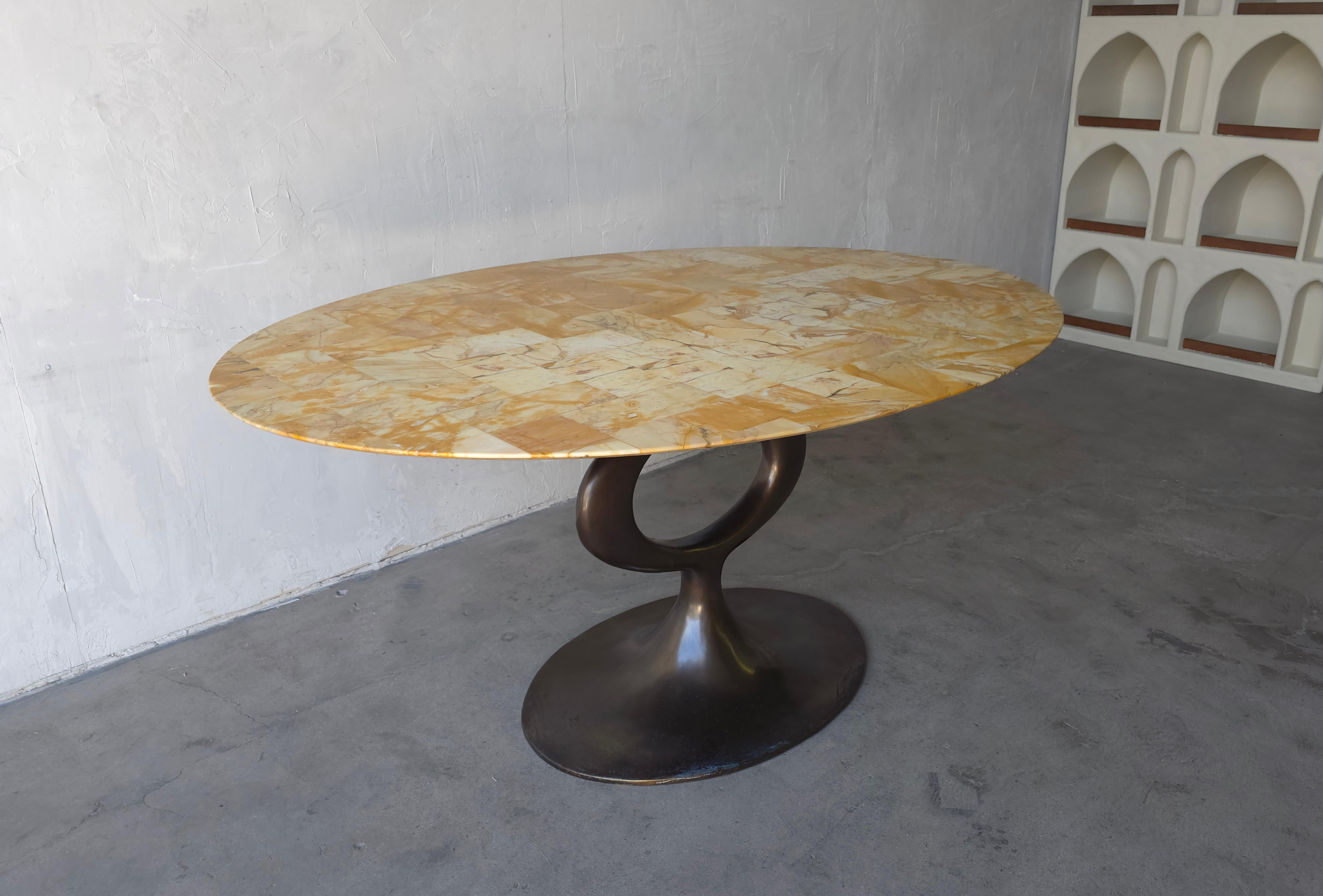 20th Century Bronze and Onyx Ellipse Dining Table by Blackman Cruz For Sale