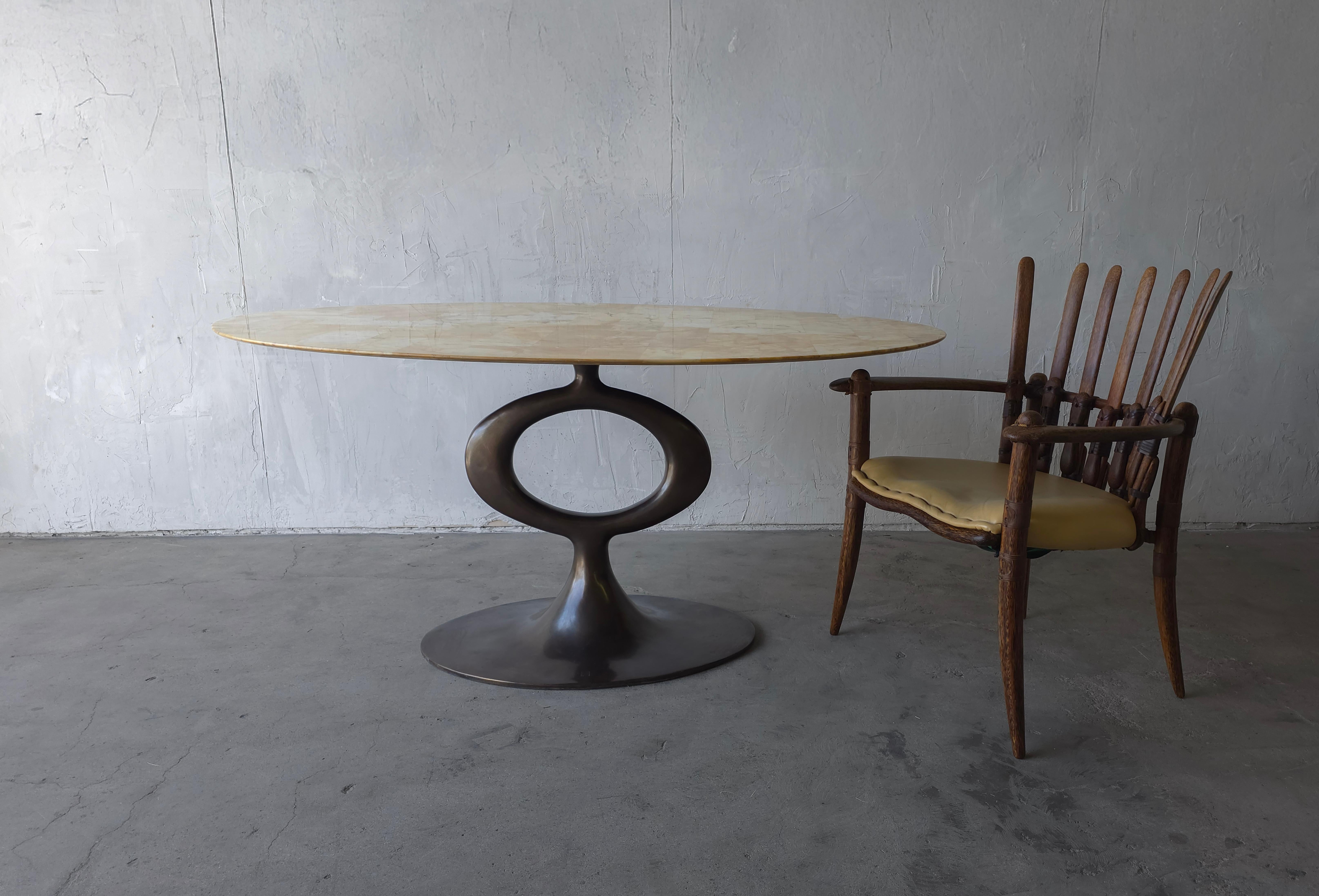 Bronze and Onyx Ellipse Dining Table by Blackman Cruz For Sale 1