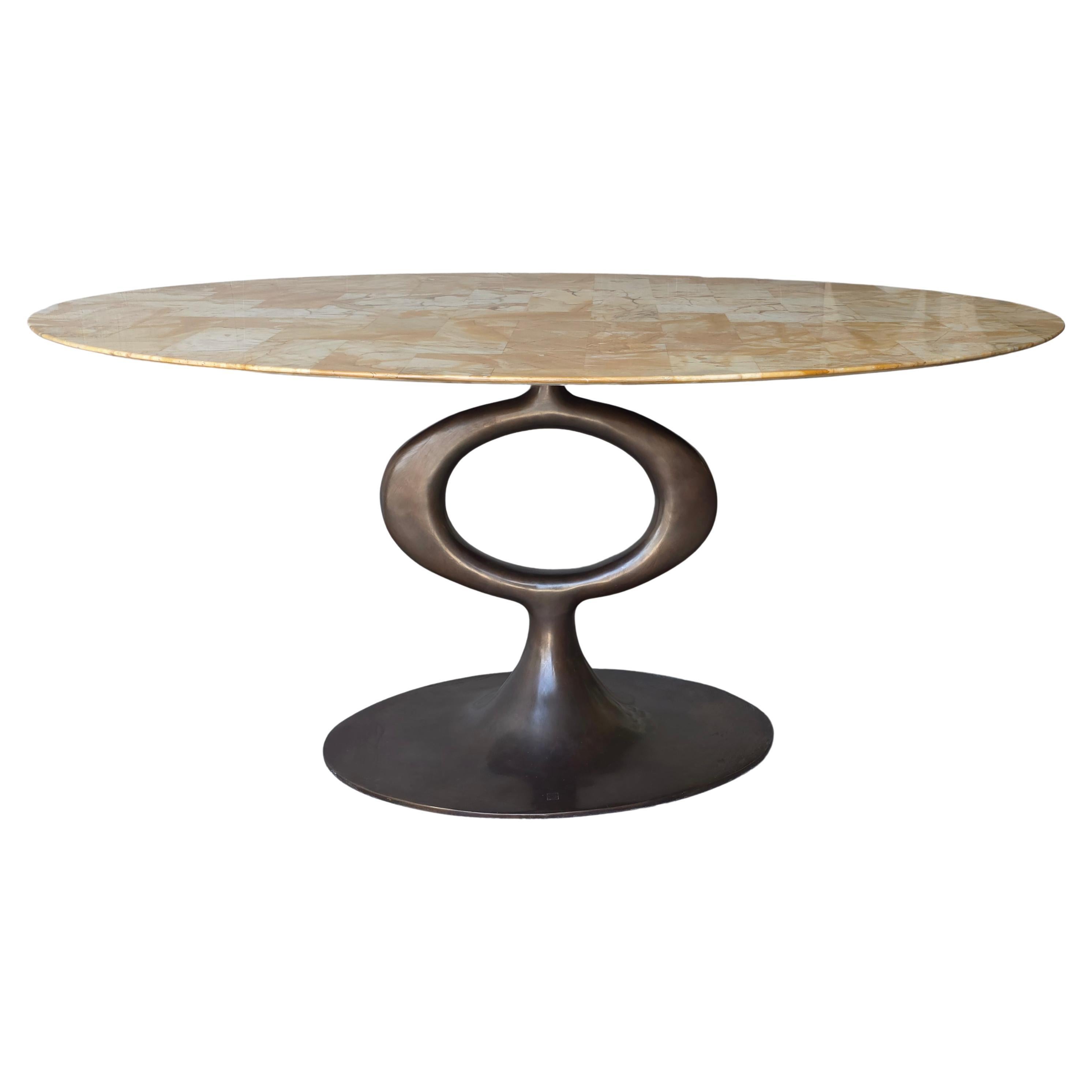 Bronze and Onyx Ellipse Dining Table by Blackman Cruz For Sale