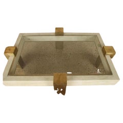Bronze and Parchment Covered Coffee Table