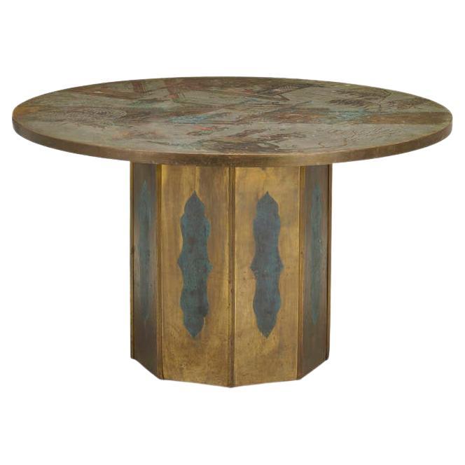 Table de salle à mangerChan en bronze et étain de Phillip et Kelvin Laverne