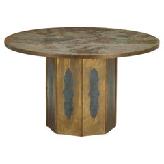 Vintage Bronze and Pewter "Chan" Dining Table by Phillip and Kelvin Laverne