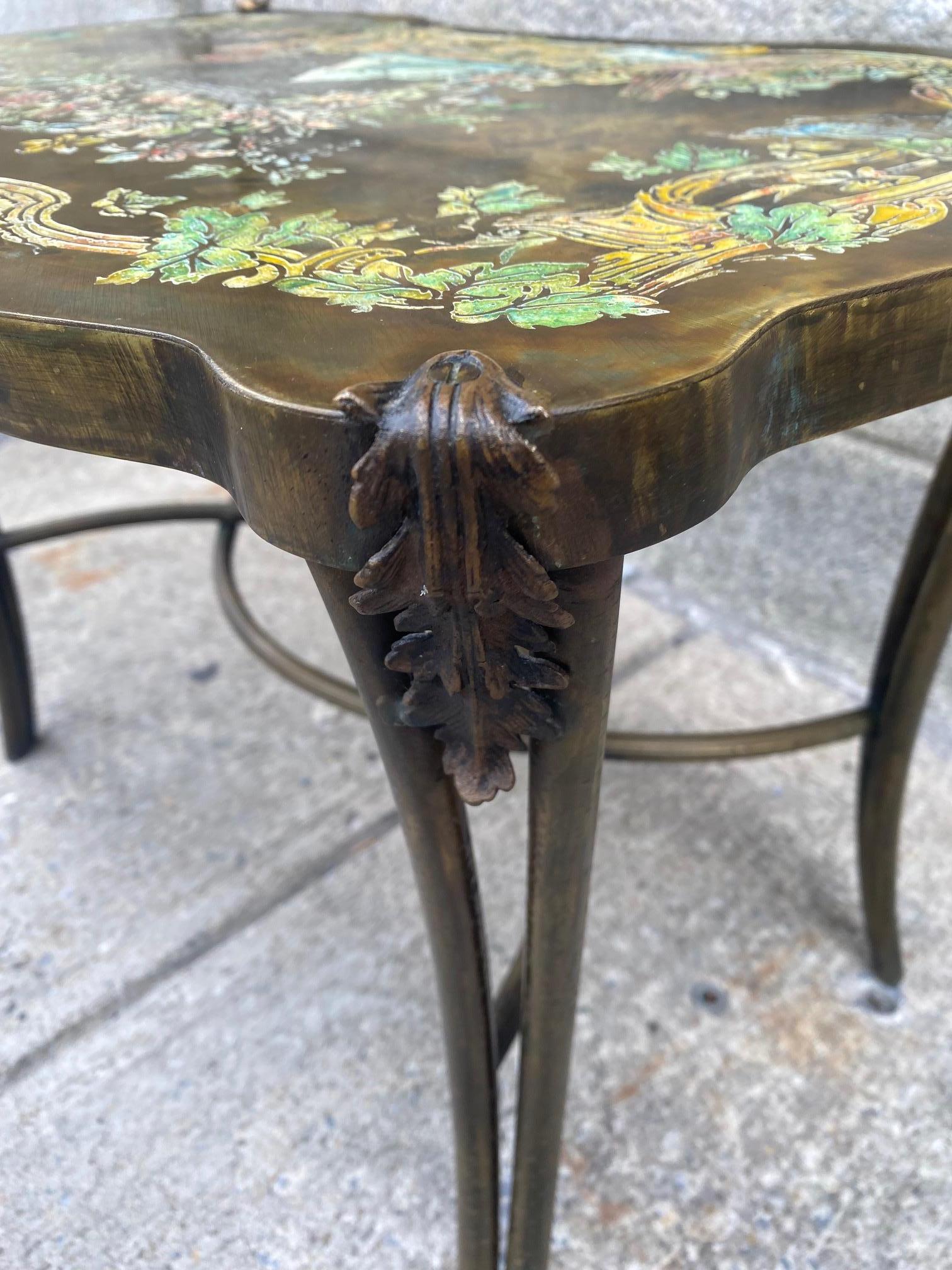 Milieu du XXe siècle Table d'appoint Madame Pompadour en bronze et étain de Philip & Kelvin Laverne en vente