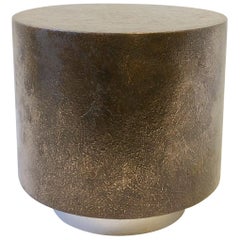 Used Bronze and Polish Stainless Steel Drum Side Table by Steve Chase