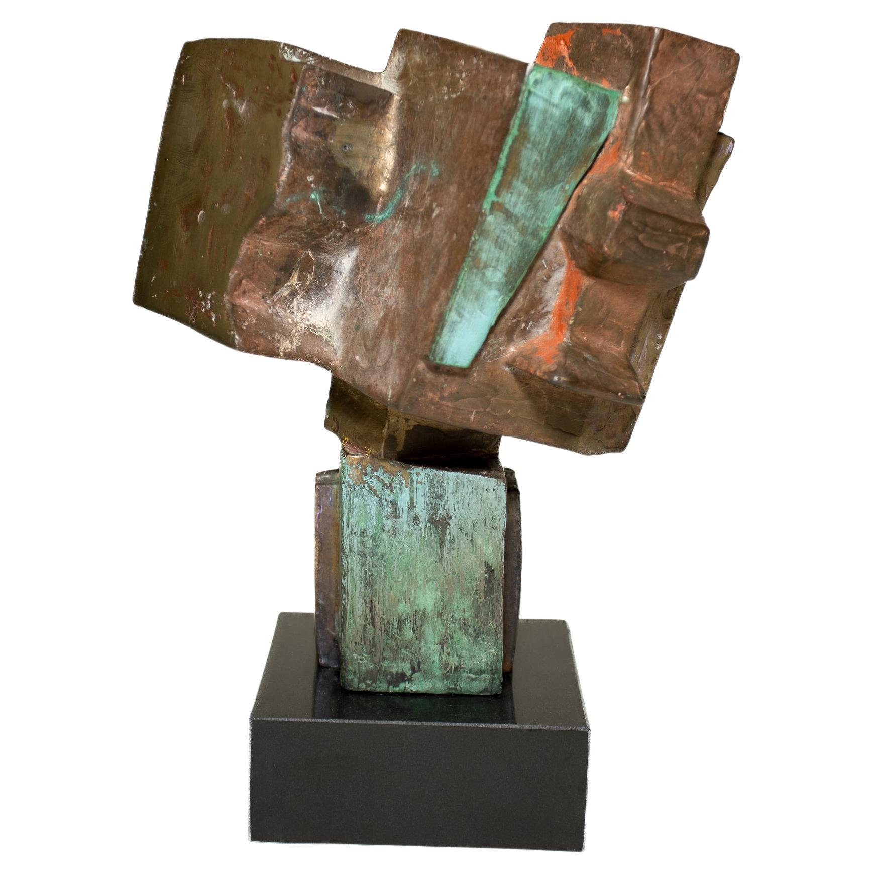 Sculpture en bronze et peinte en polychrome sur socle en marbre en vente