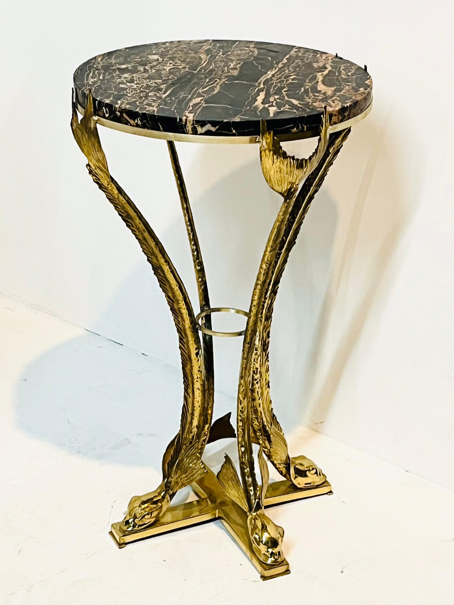 Bronze Black and gold  Portor Marble Top Gueridon by Jacques Duval Brasseur  For Sale 3