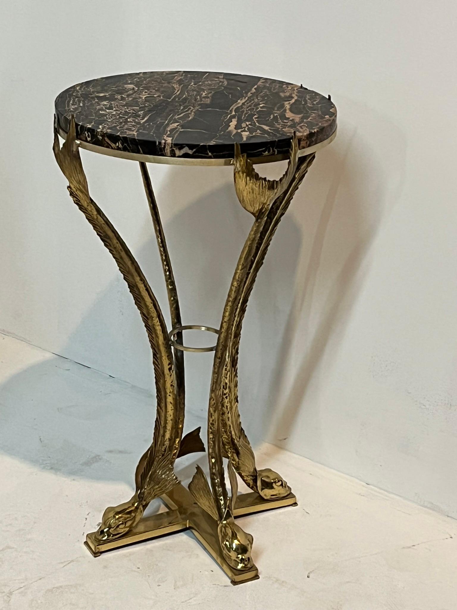 Bronze Black and gold  Portor Marble Top Gueridon by Jacques Duval Brasseur  For Sale 4