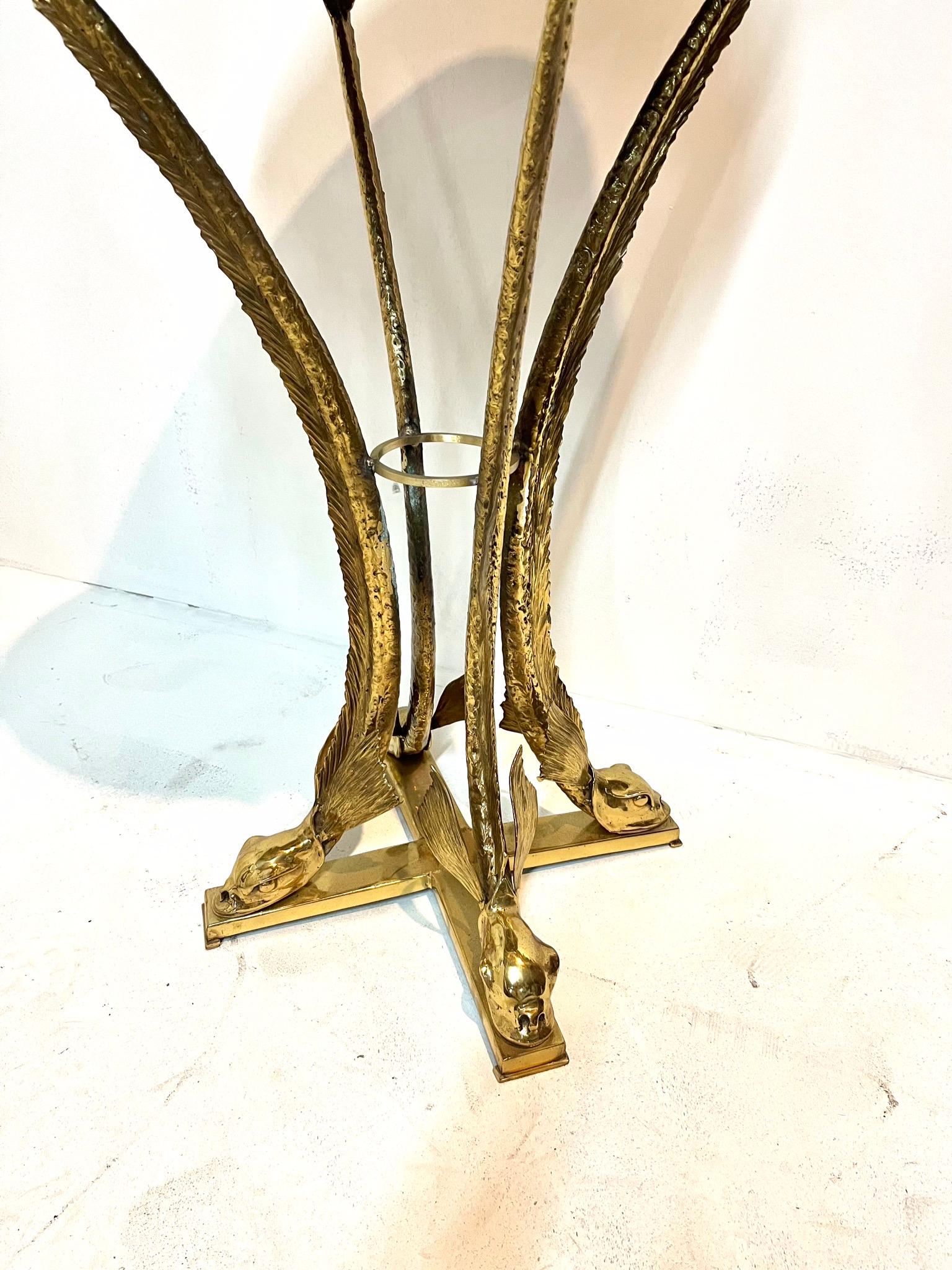 Mid-Century Modern Bronze Black and gold  Portor Marble Top Gueridon by Jacques Duval Brasseur  For Sale