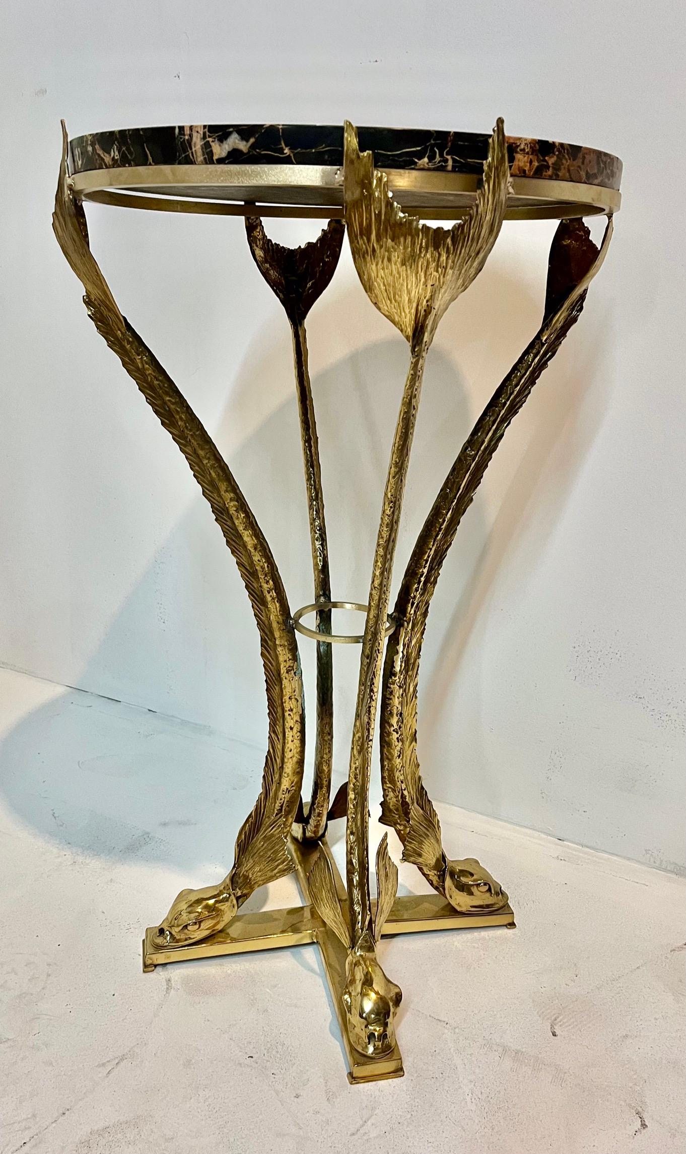 Bronze-Schwarz- und Gold  Gueridon mit Portor-Marmorplatte von Jacques Duval Brasseur  im Zustand „Gut“ im Angebot in Miami, FL
