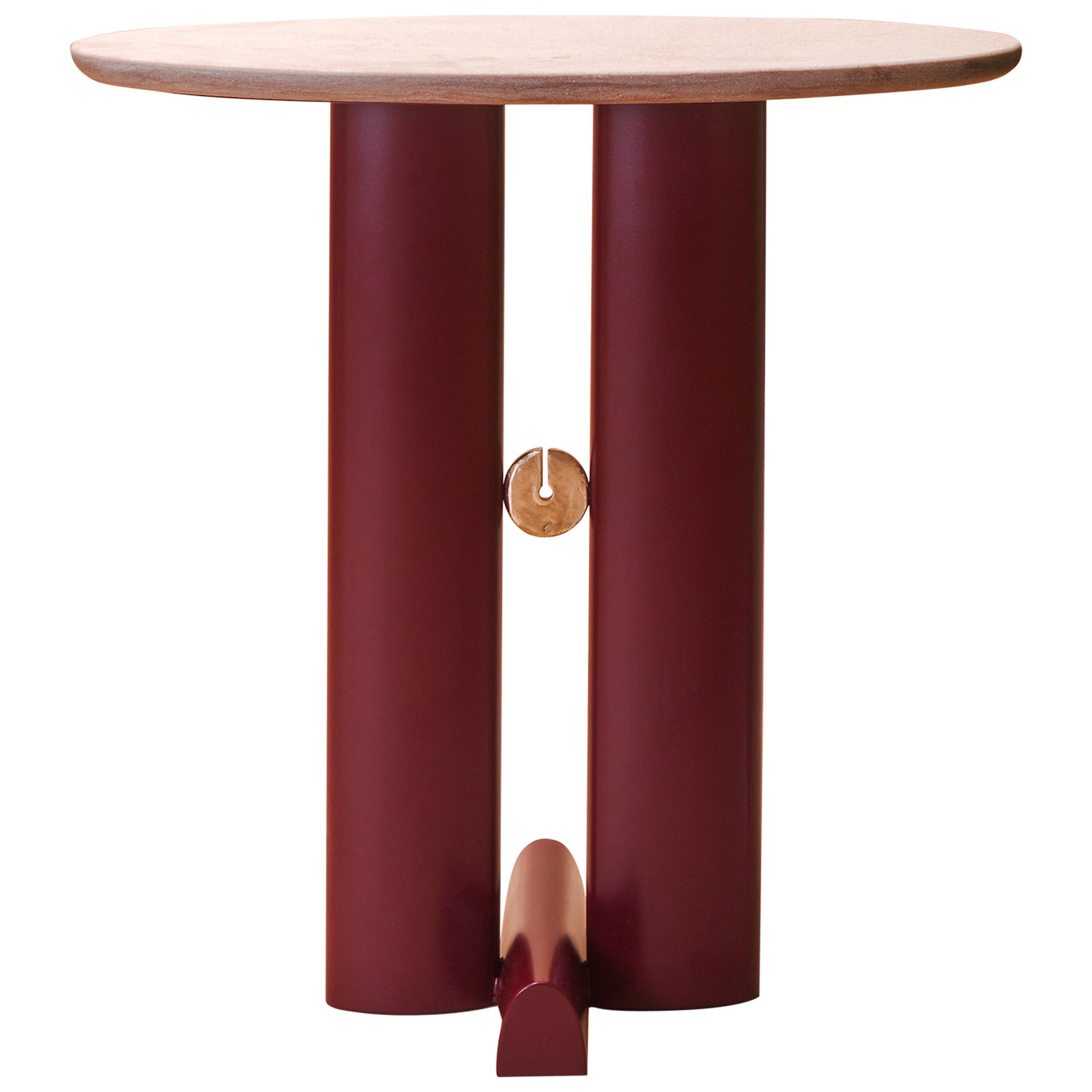 Bronze and Quartzite "Alcova" Side Table, Ilaria Bianchi For Sale