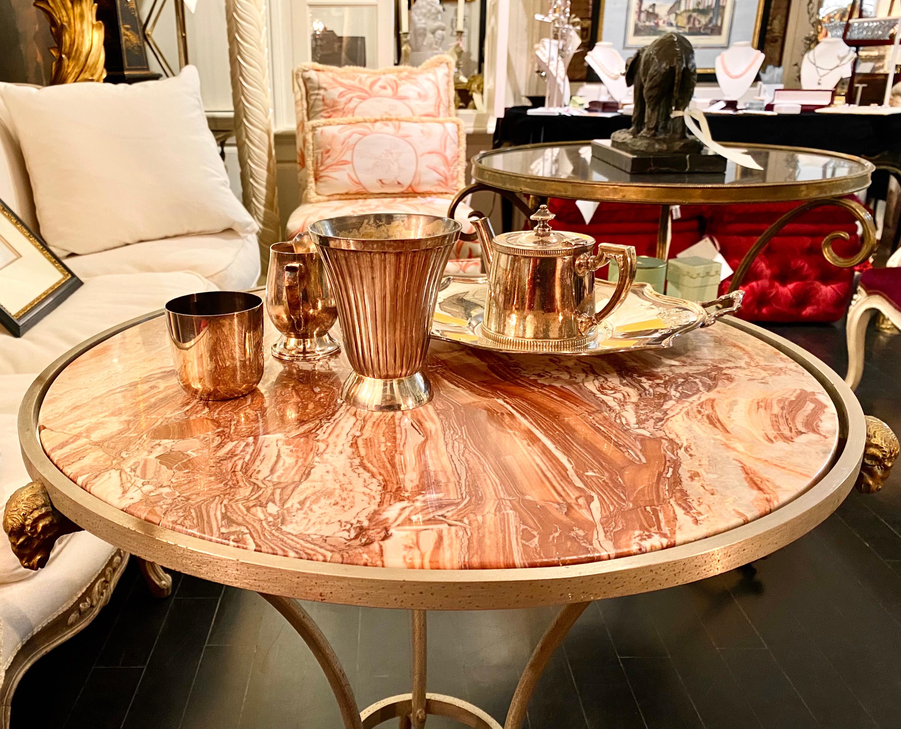 Bronze and Red Marble Empire Style Gueridon Table For Sale 4