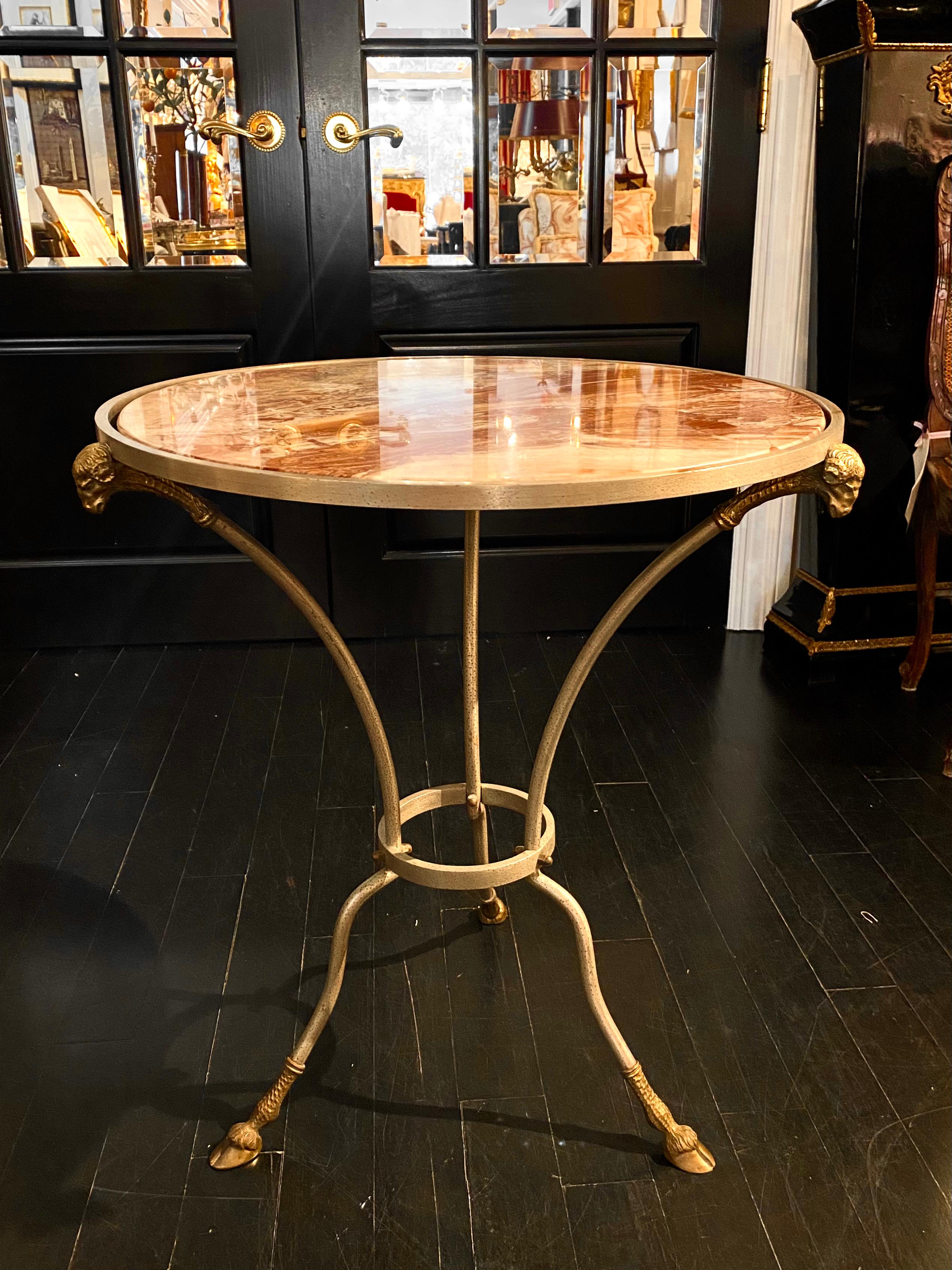 Bronze and Red Marble Empire Style Gueridon Table For Sale 5