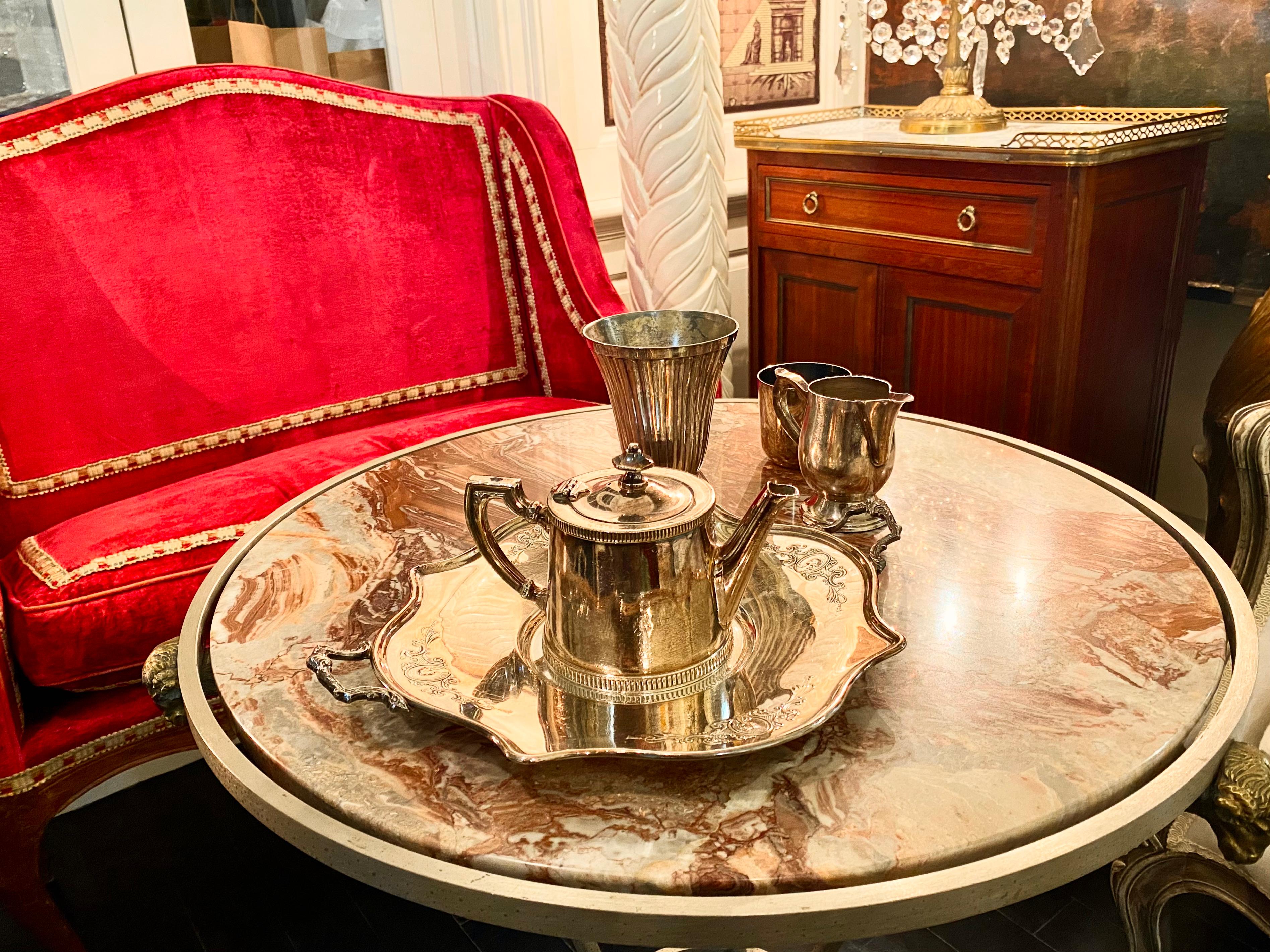 Bronze and Red Marble Empire Style Gueridon Table For Sale 13