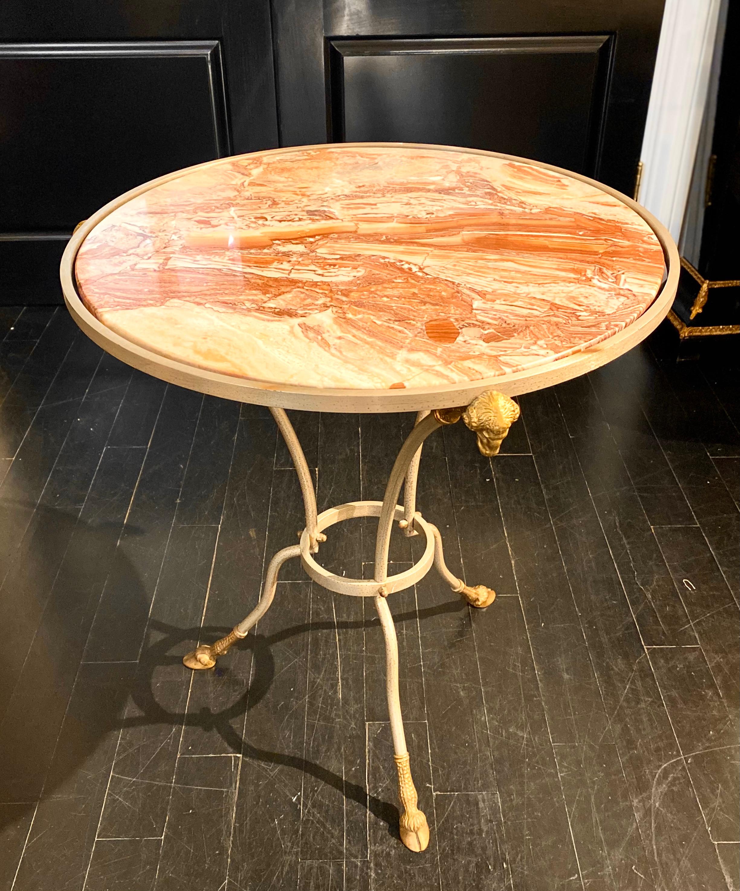 Neoclassical Bronze and Red Marble Empire Style Gueridon Table For Sale
