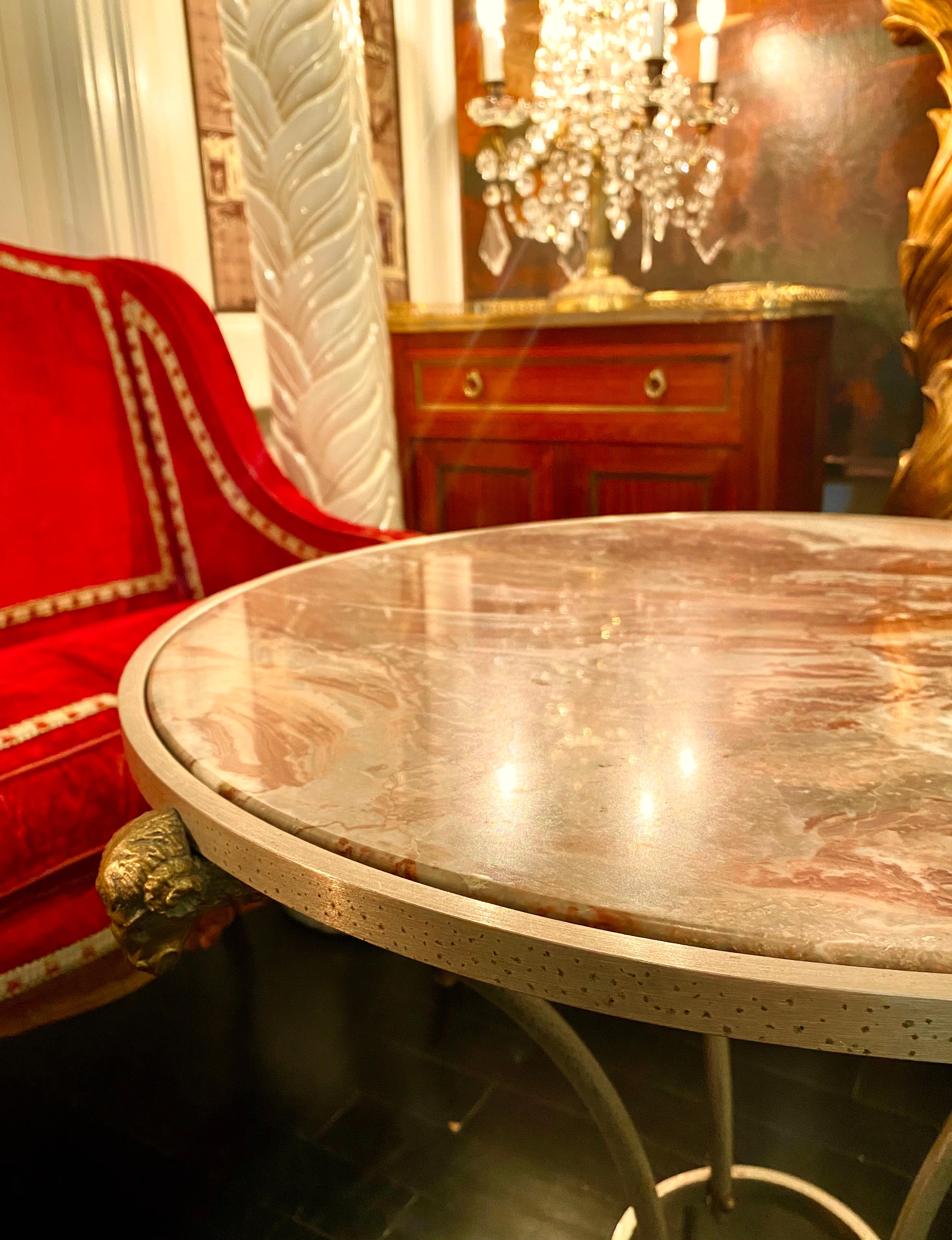 20th Century Bronze and Red Marble Empire Style Gueridon Table For Sale