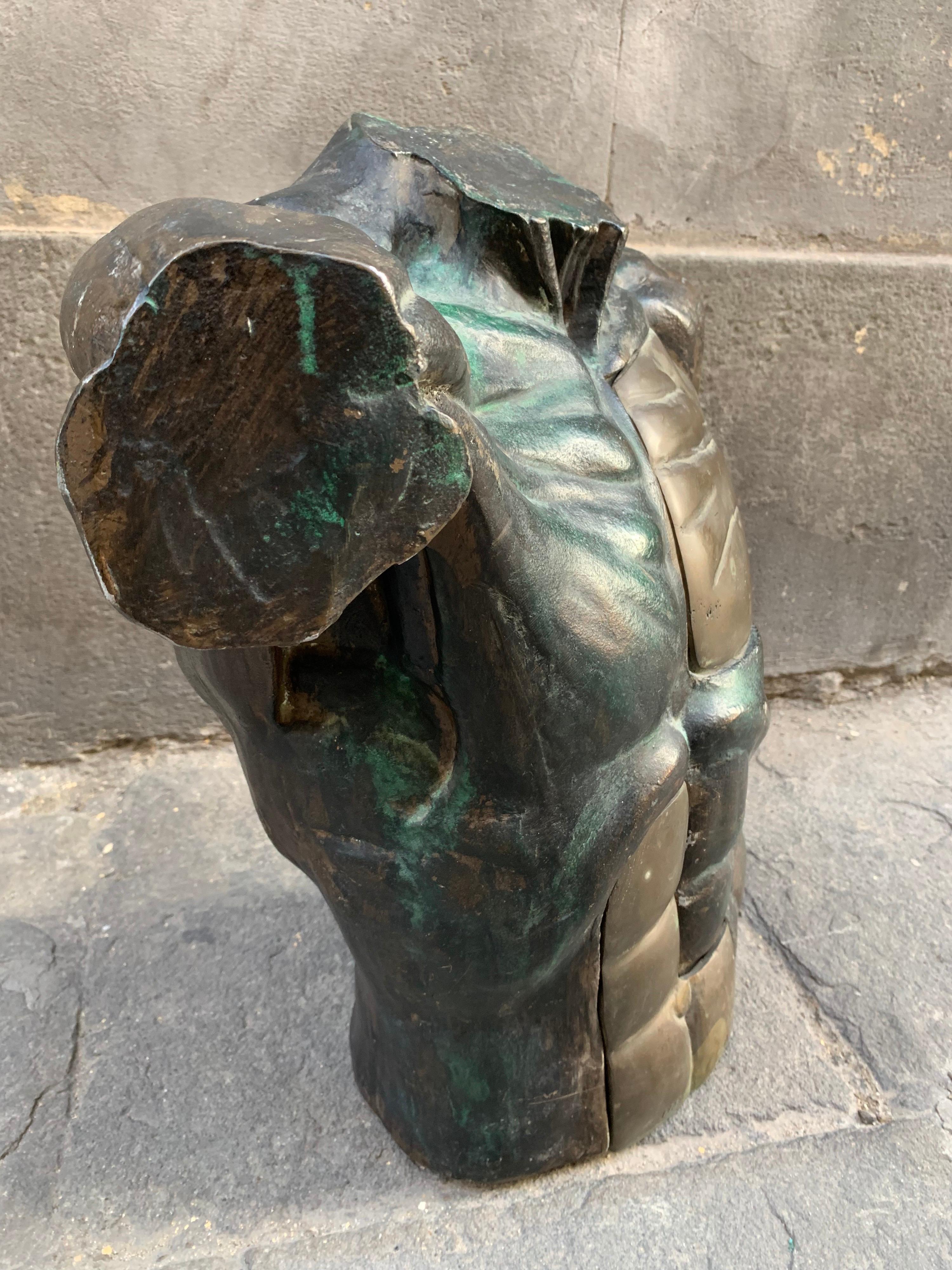 Bronze and Resin Bust of a Man, Signed by Cilenti, 1985 For Sale 7