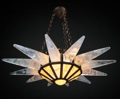 Bronze and Rock Crystal Lighting, Sunshine Model, Antique Brass Edition