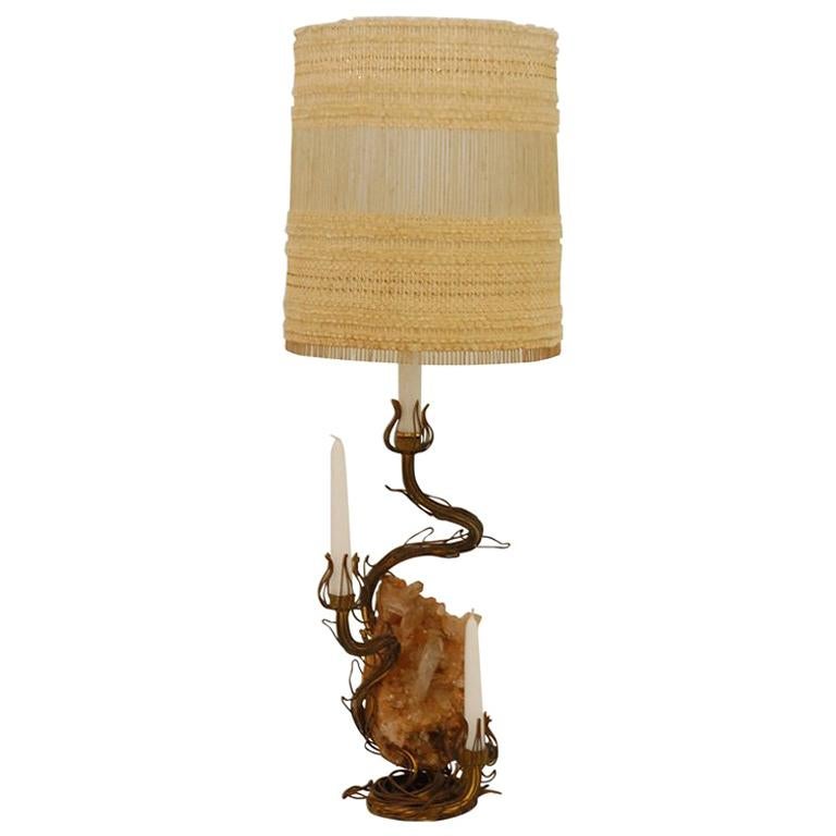 Bronze and Rock Crystal Table Lamp Designed by Tony Duquette
