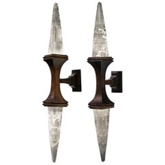 Wandleuchter aus Bronze und Bergkristall, antike Auflage aus Messing, Modell I