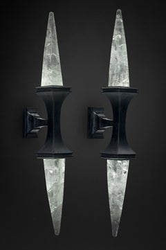 Bronze and Rock Crystal Wall Sconces, Model I, Black Edition