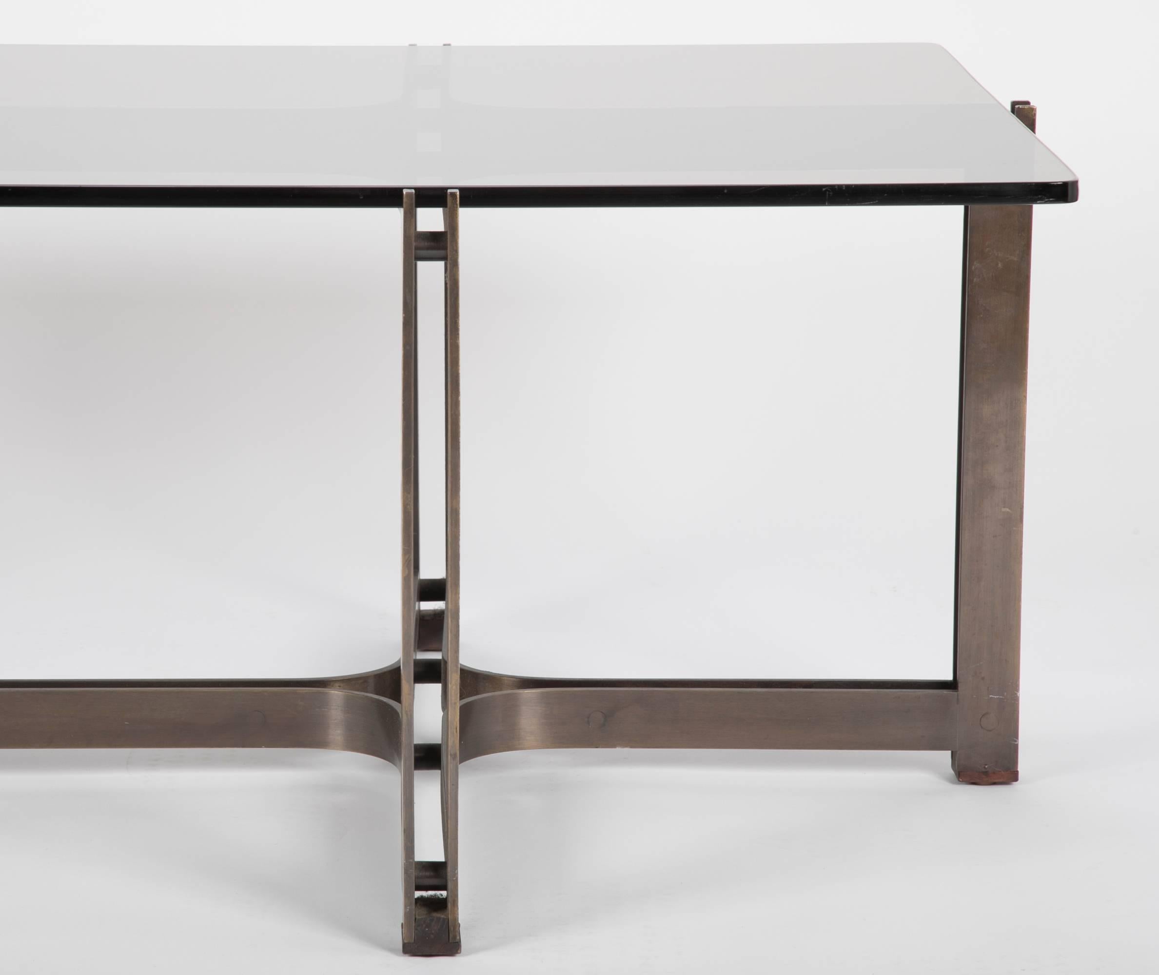 Mid-20th Century Bronze and Rosewood Coffee Table Designed by Roger Sprunger for Dunbar