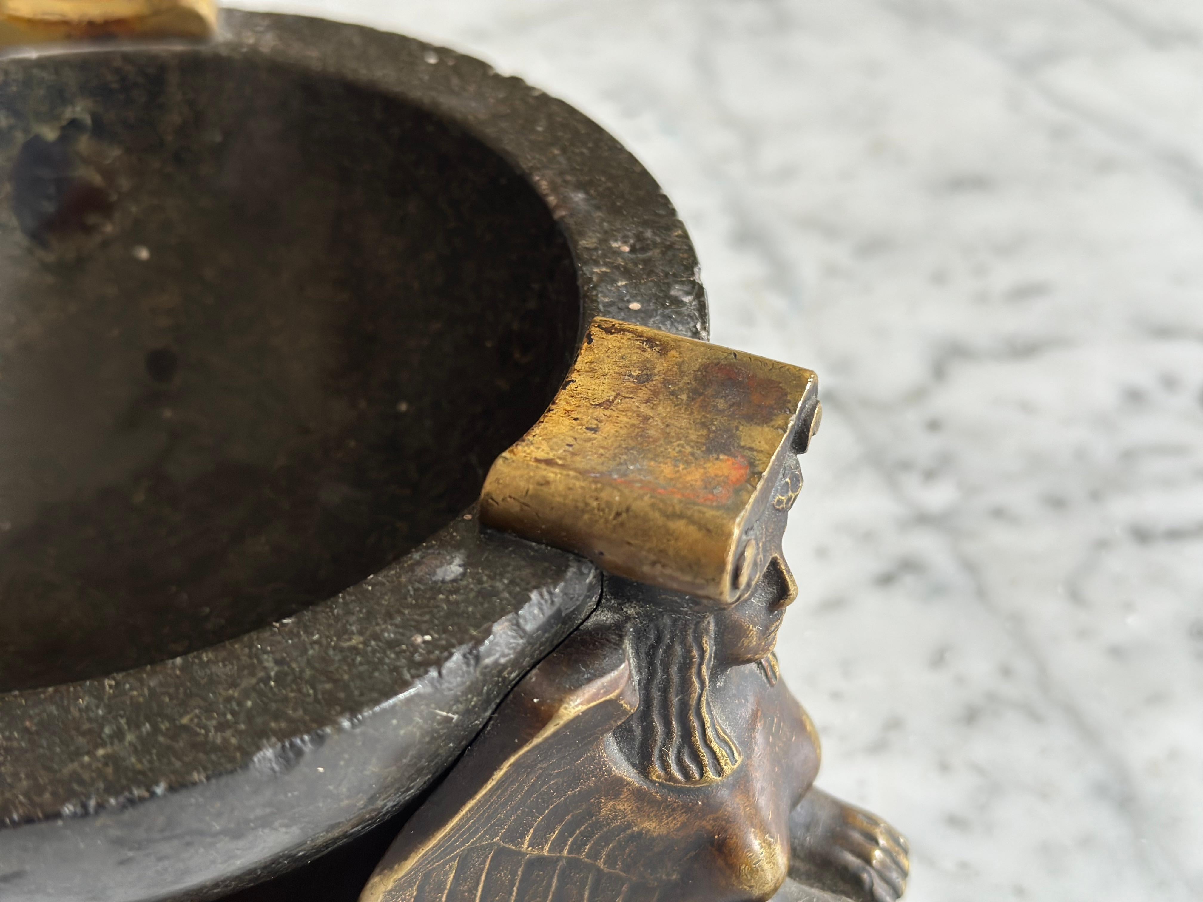 Bronze and Serpentine Ashtray Attributed to Albin Müller, Early 20th Century For Sale 5