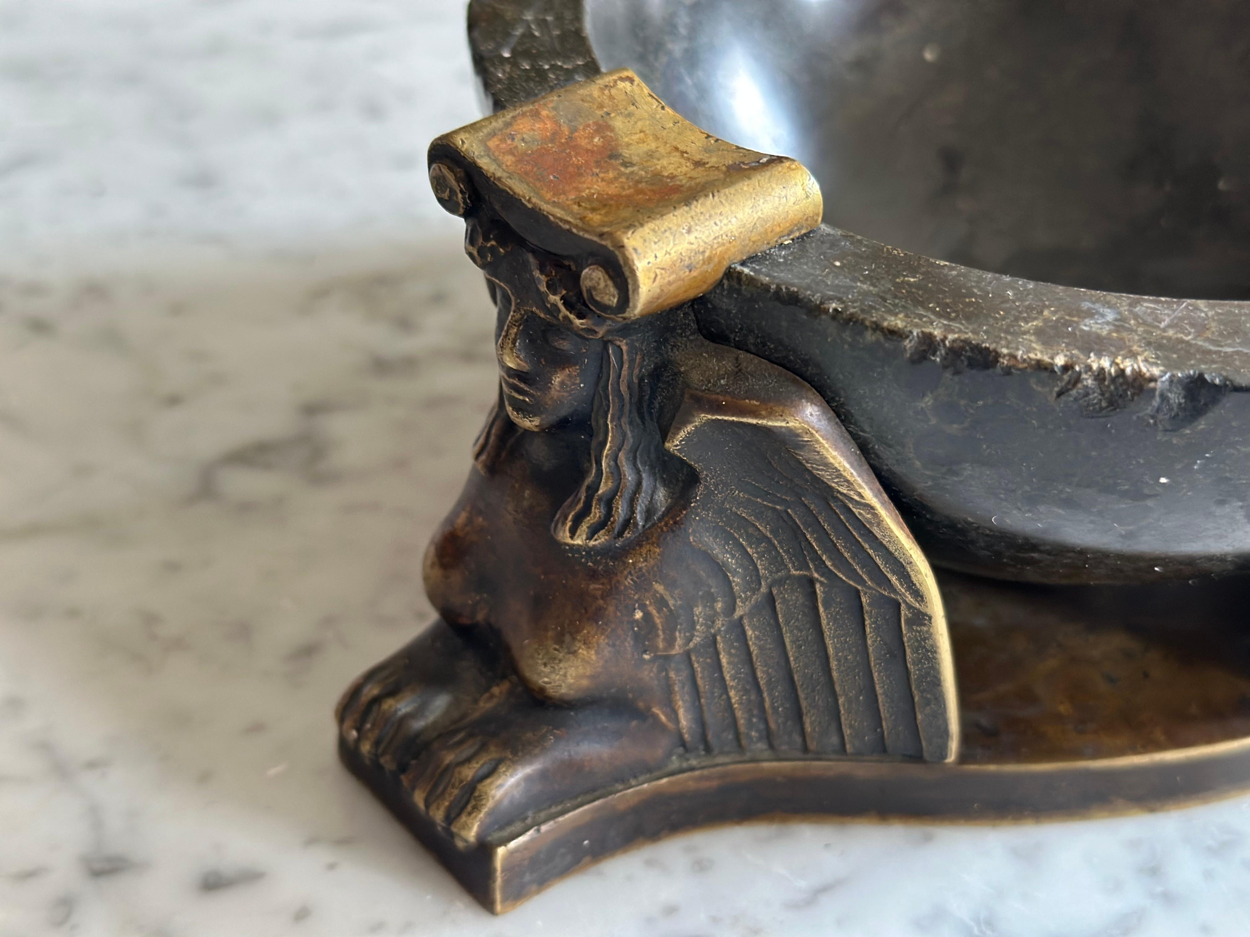 Bronze and Serpentine Ashtray Attributed to Albin Müller, Early 20th Century For Sale 6