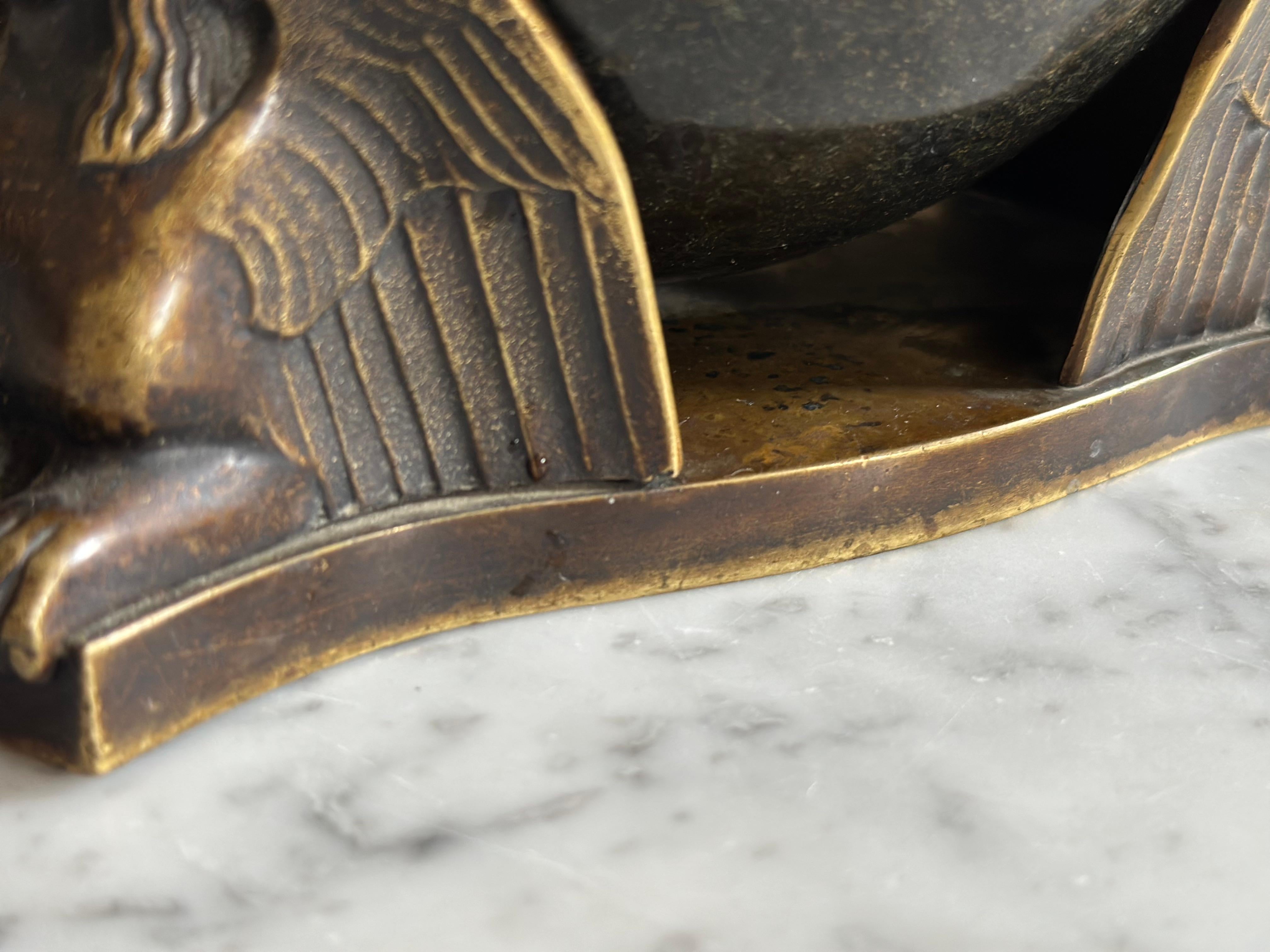 Bronze and Serpentine Ashtray Attributed to Albin Müller, Early 20th Century For Sale 7