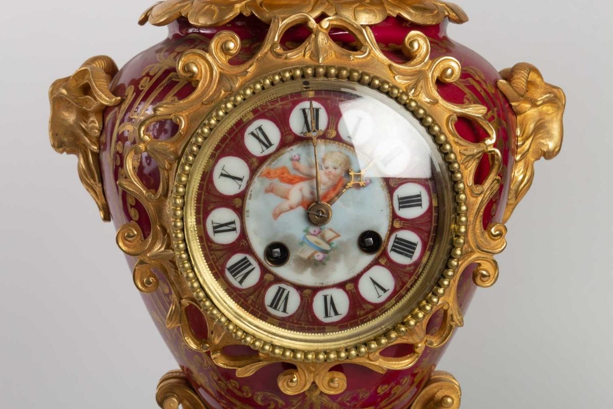 Gilt Bronze and Sèvres Porcelain Mantel Clock