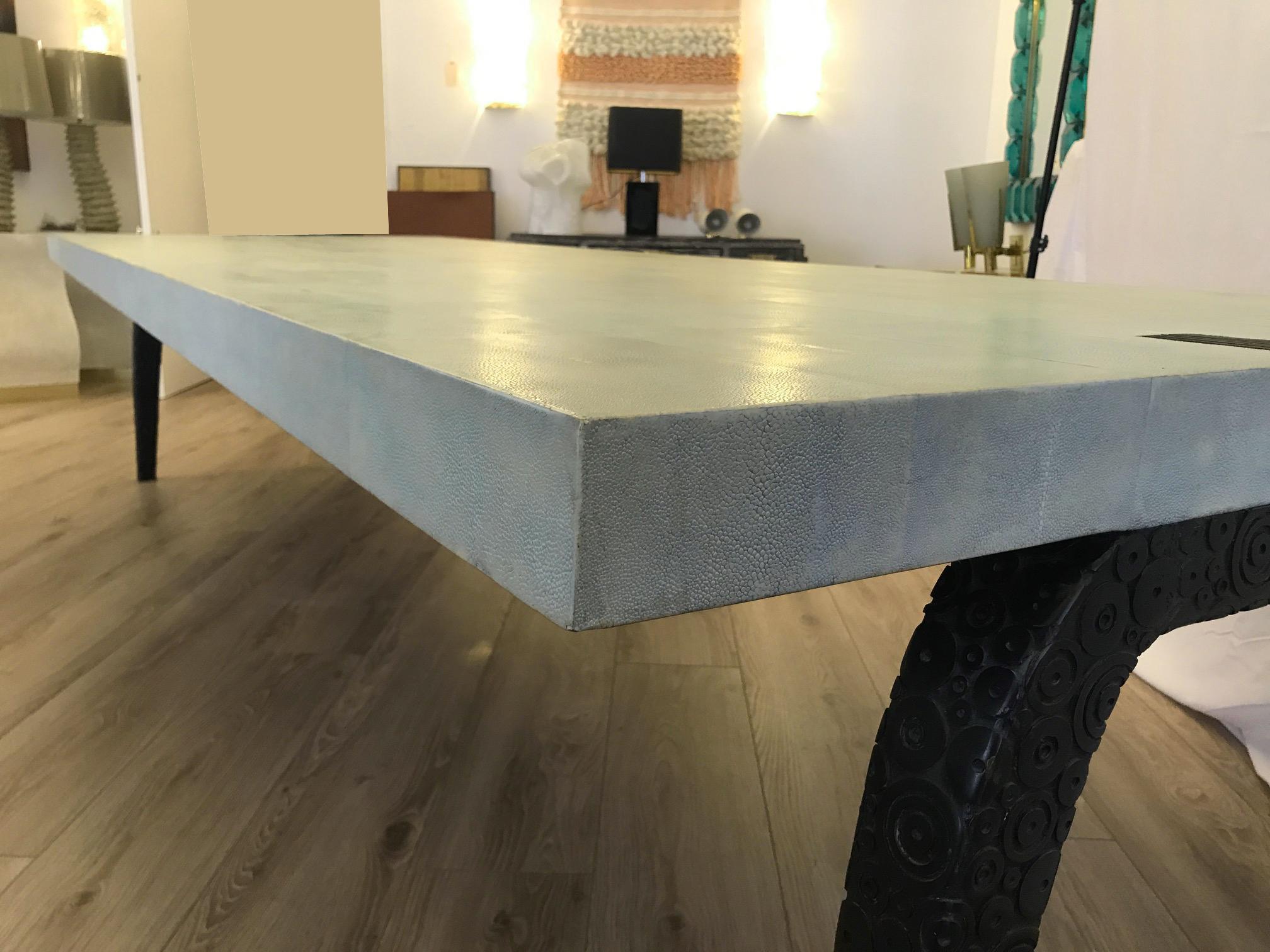 Bronze and Shagreen Monumental Table by R & Y Augousti 3