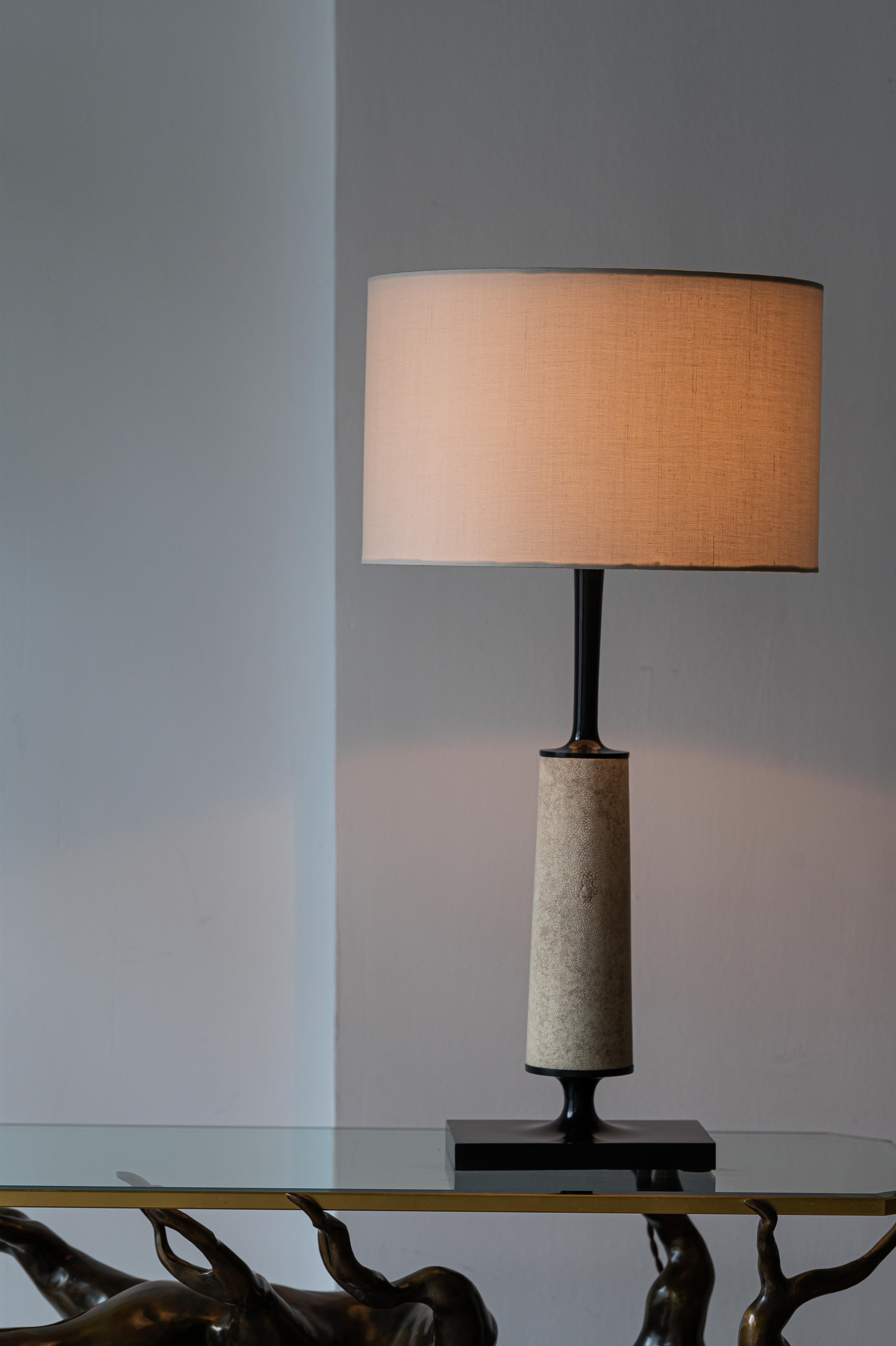 Jaya Table Lamp - Bronze and Shagreen Table Lamp by Elan Atelier For Sale 2