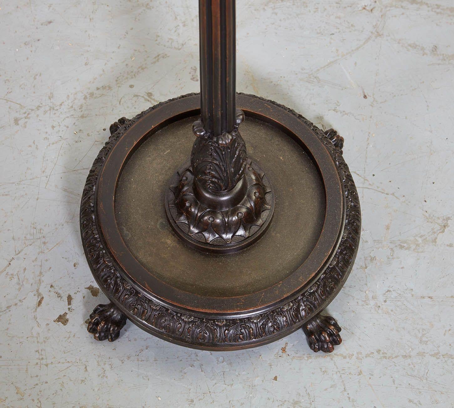 Polished Bronze and Steel Flame Finial Firetools on Stand For Sale