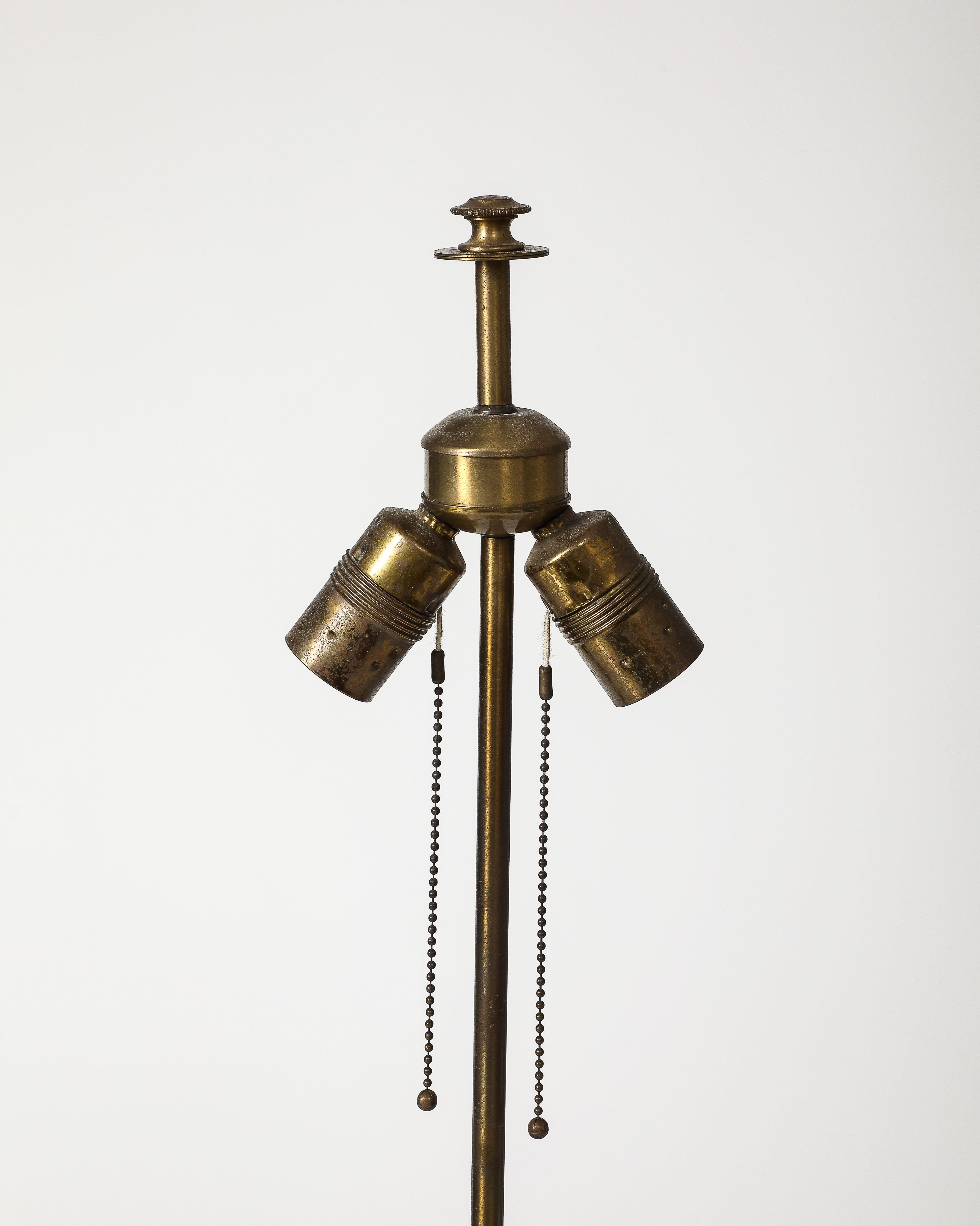 Lámpara de mesa de bronce y acero, Estados Unidos, c. 1980 en venta 5