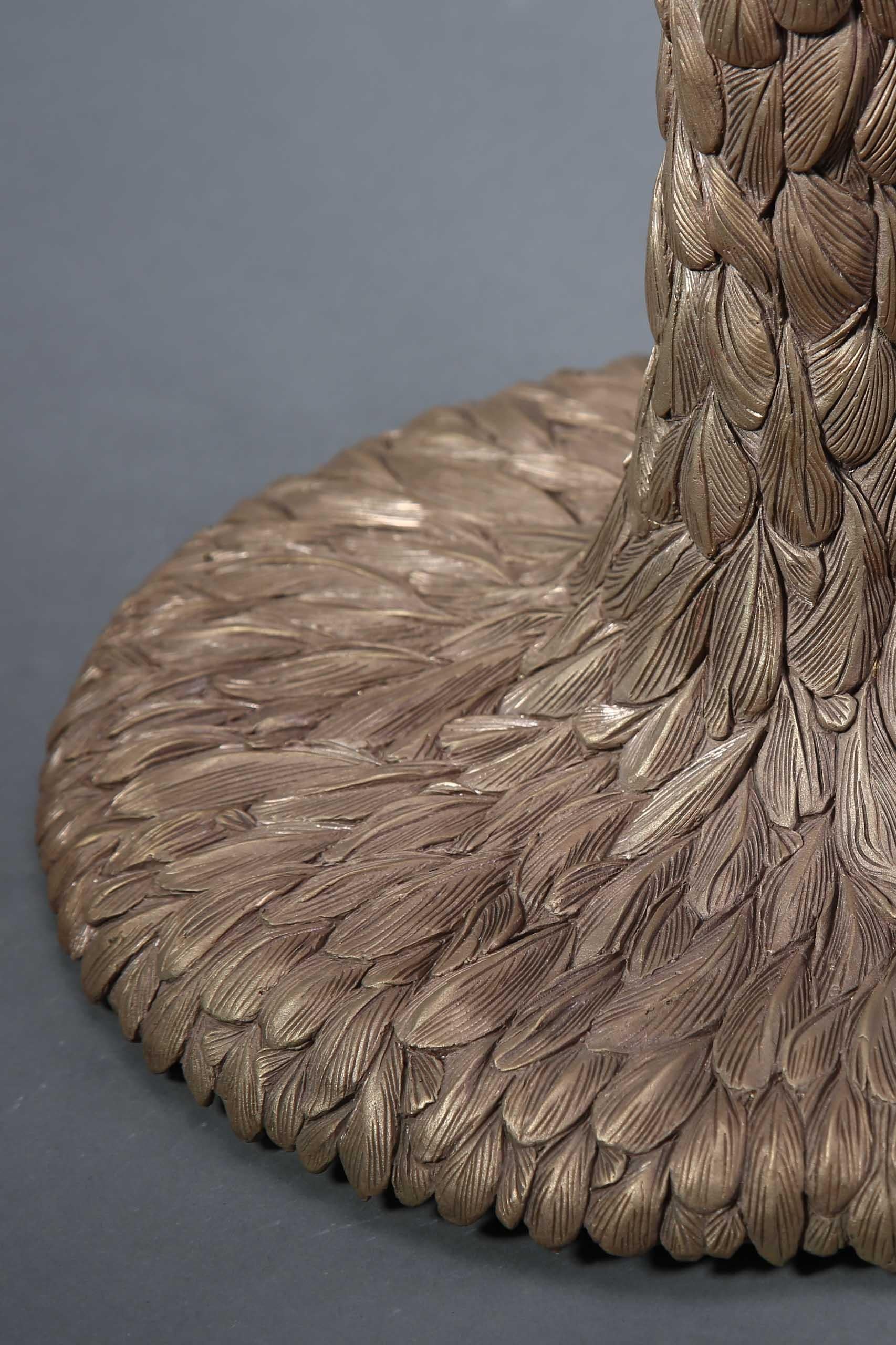 Post-Modern Bronze and Stone Contemporary Plumage Table