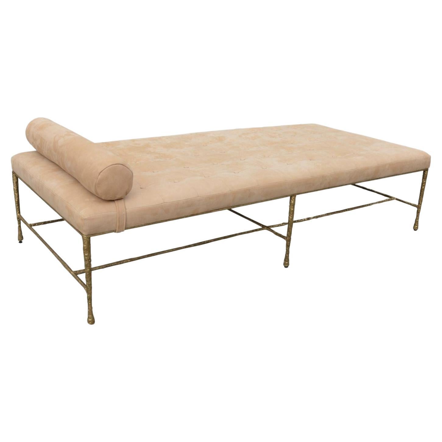 Bronze and Suede Day Bed or Coffee Table For Sale