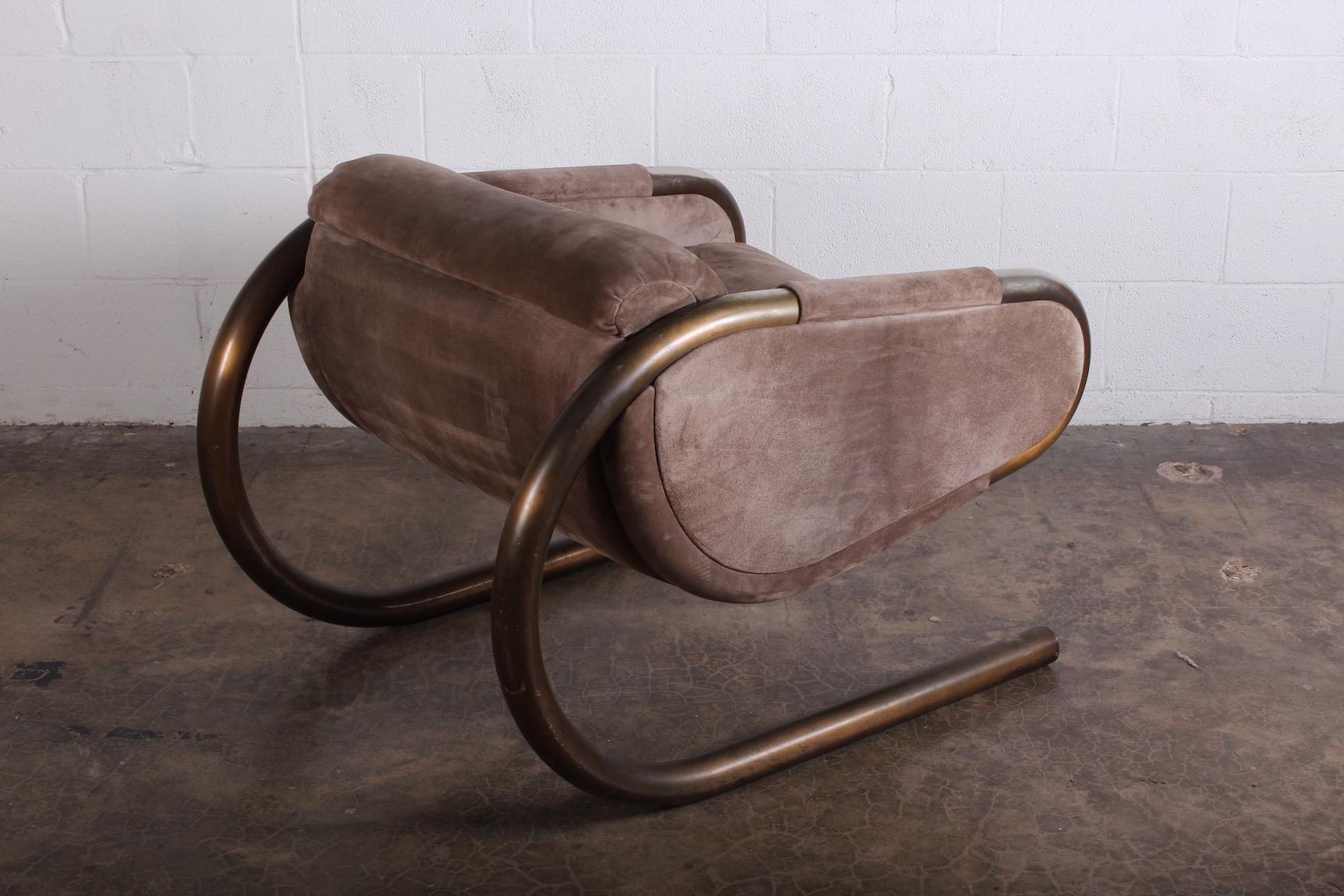 Bronze and Suede Lounge Chair by Dunbar 1