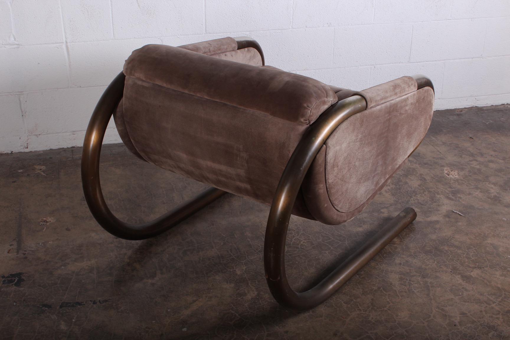 Bronze and Suede Lounge Chair by Dunbar 3