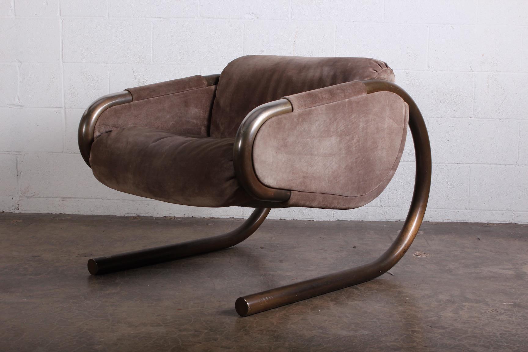 Bronze and Suede Lounge Chair by Dunbar 4