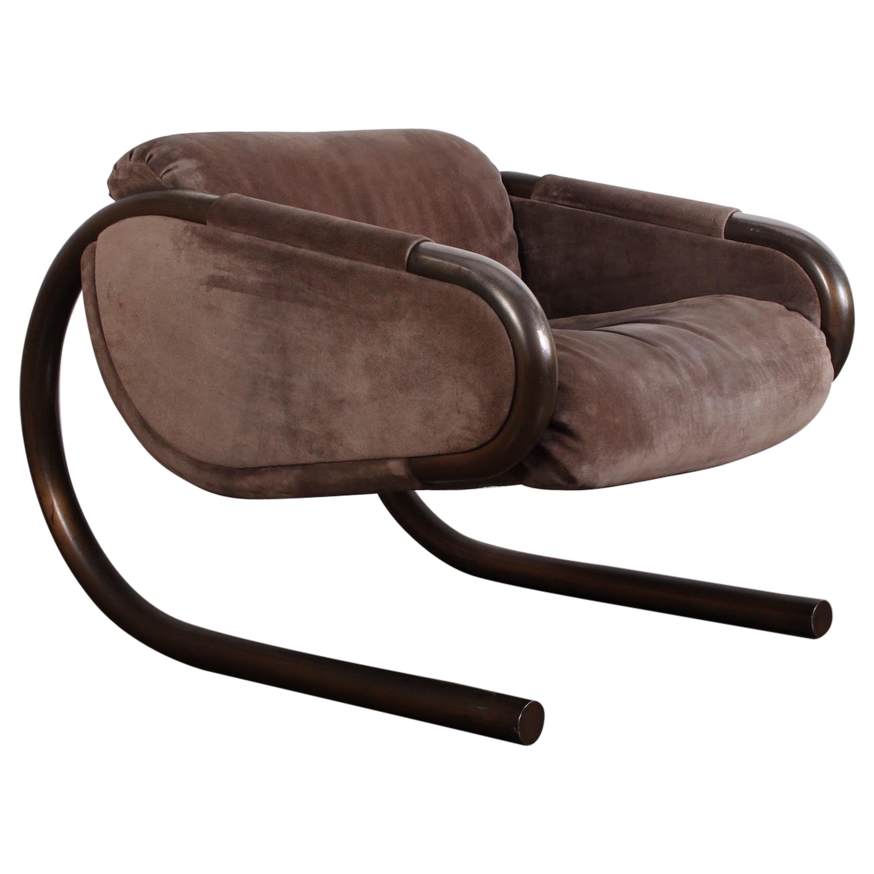 Bronze and Suede Lounge Chair by Dunbar