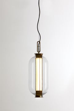 Bronze and Transparent Glass Bai T BA BA Pendant Lamp by Parachilna
