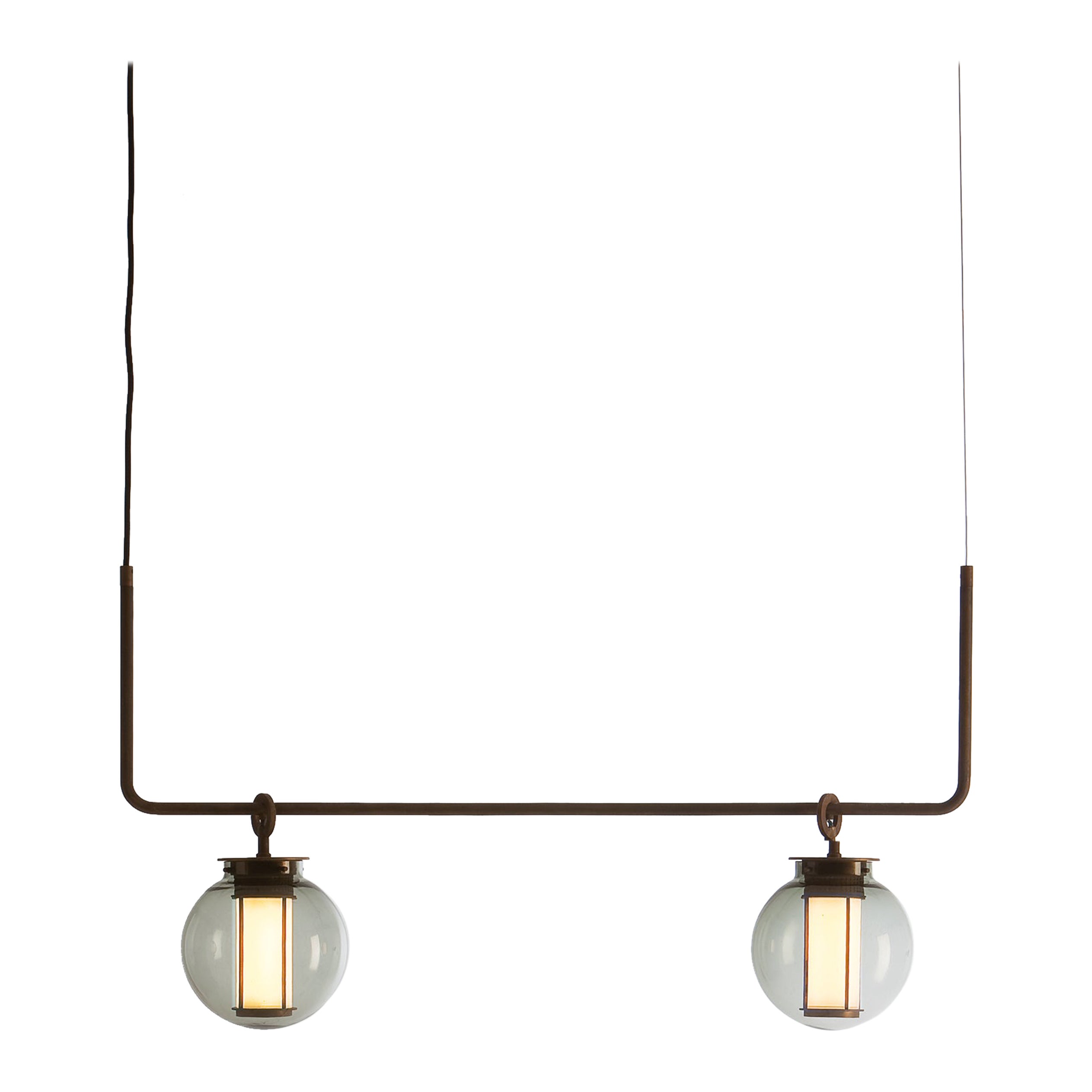 Bai T Kronleuchter II aus Bronze und transparentem Glas von Parachilna im Angebot