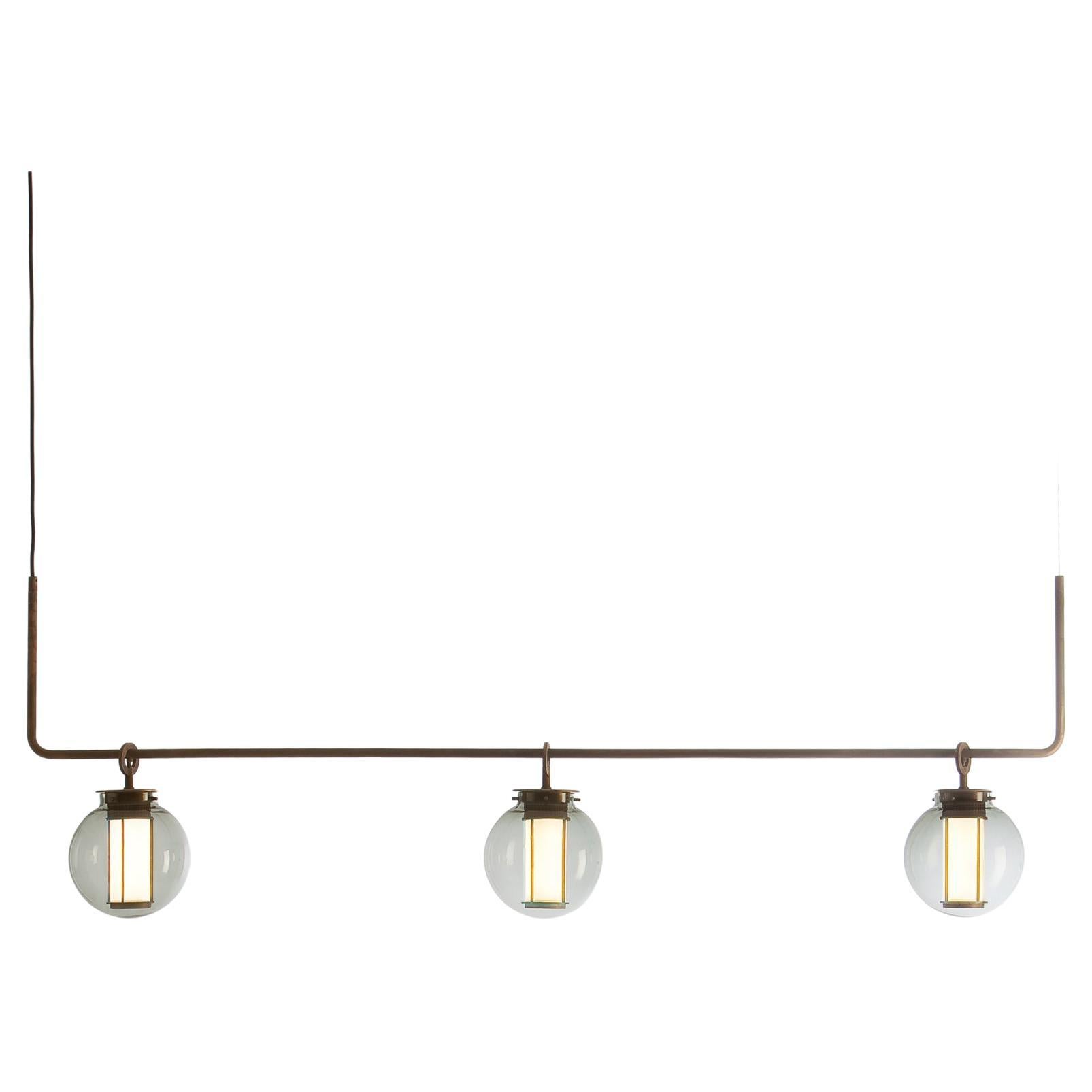 Bronze and Transparent Glass Bai T Chandelier III by Parachilna For Sale