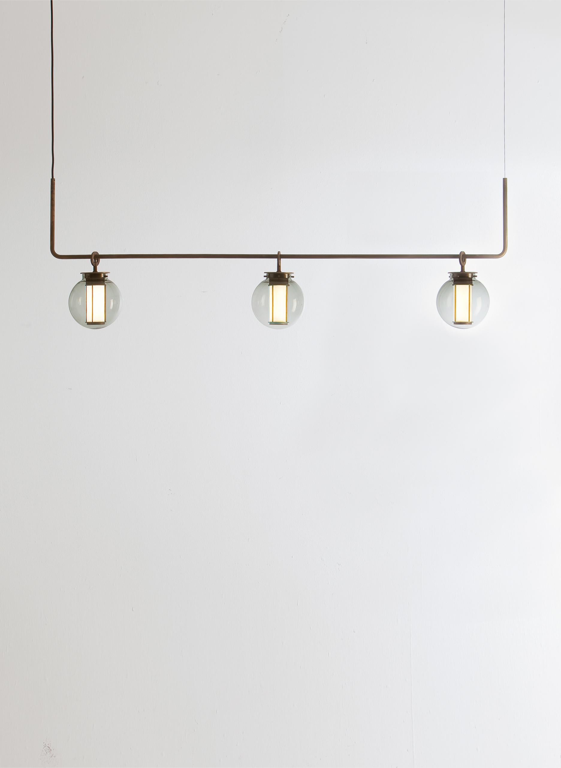 Bai T DI DI Pendelleuchte aus Bronze und transparentem Glas von Parachilna im Angebot 1