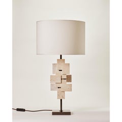 Bronze And Travertine Marble Tiles Table Lamp by MATLIGHT Milano