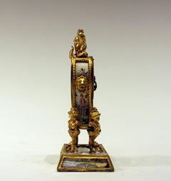 Bronze and Vienesse Enamel Table Clock