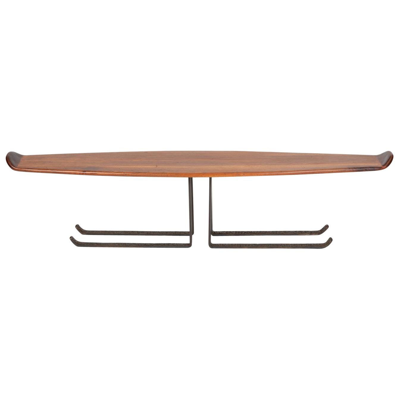 Leland Swennes Bronze and Walnut Coffee Table