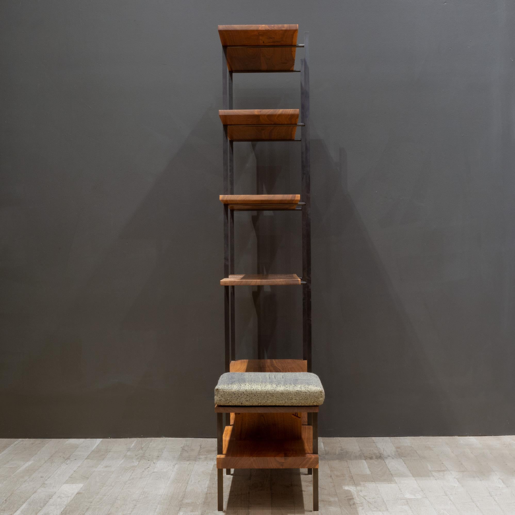 Contemporary Bronze and Walnut Interval Bookshelf by Ahser Israelow For Sale