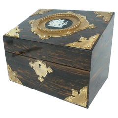 Bronze and Wedgwood Jasperware Mounted Calamander Stationary Box by Asprey & Son